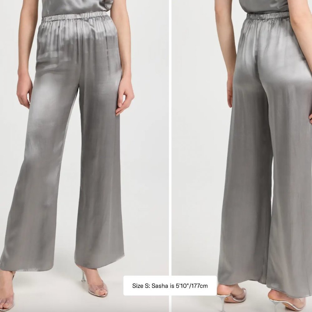 Maison Essentiele Silk Lounge Pants in Grey Dove size Small NWOT